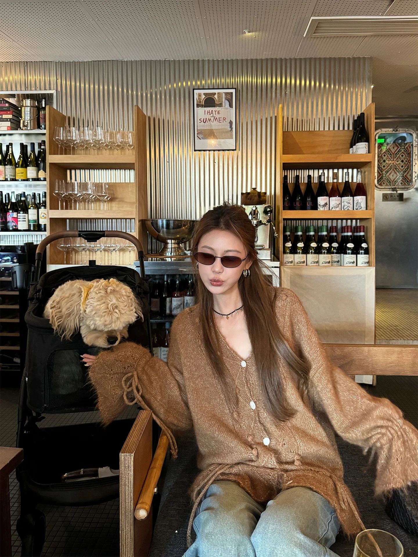 

Obliviate Lazy Sle Knitted Sweater Women Loose White Enhancing Autumn Cardigan Breathable Comfortable Soft Color Fastening