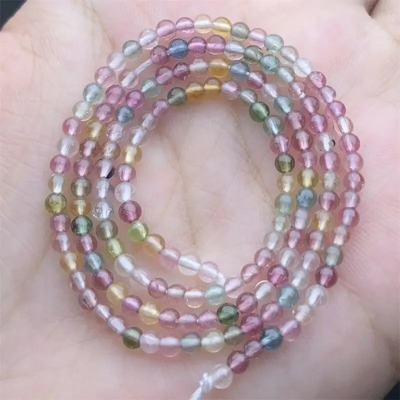 2.5MM Natural Tourmaline Jewelry DIY Chain Bracelet Healing Bead Bracelet Special Women Man Christmas Gift 1Pcs