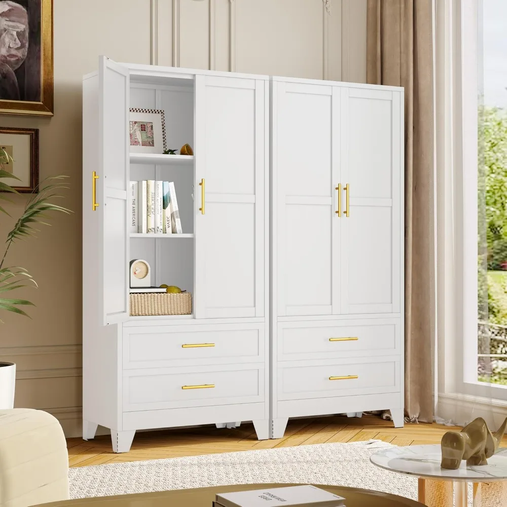 

Metal Storage Cabinet, 71" Tall Kitchen Pantry Cabinet with 2 Adjustable Shelves and 2 Drawers, Versatile Storage Pantry for Hom