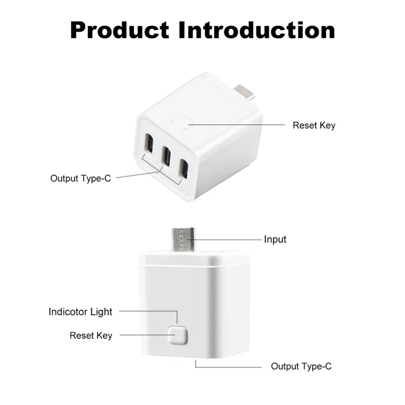 ABJF-Tuya Zigbee Type-C Smart Adaptor Plug 3 Gang Mini USB-C Power Adaptor Charge Plug Timing Voice Control For Alexa