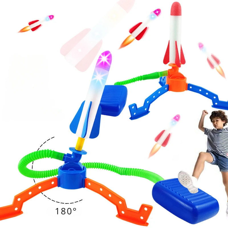 Interactive Battle Air Foot Pump Rocket Cupola Outdoor Air Pedal Squeeze Soaring Rocket Kids Game Jumping Sports Set Kids Gifts