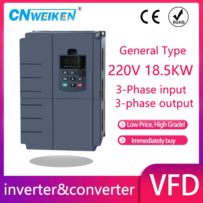 Imagem -03 - Conversor de Frequência Inversor Vfd Controlador de Velocidade do Motor Entrada de Fases para 220v 11kw 15kw Fases de Saída