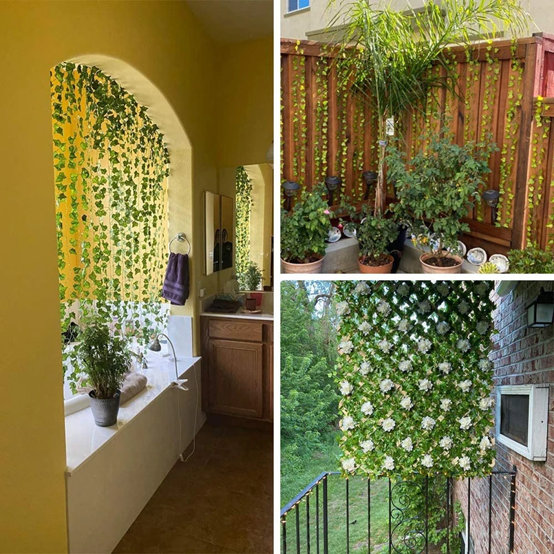 Künstliche hängende Pflanzen, Weinblätter, grüne Festival-Girlande, für den Außenbereich, Zuhause, Zimmer, Hochzeit, Party, Sammelalbum, DIY-Gartenbox-Dekoration – Detail 3