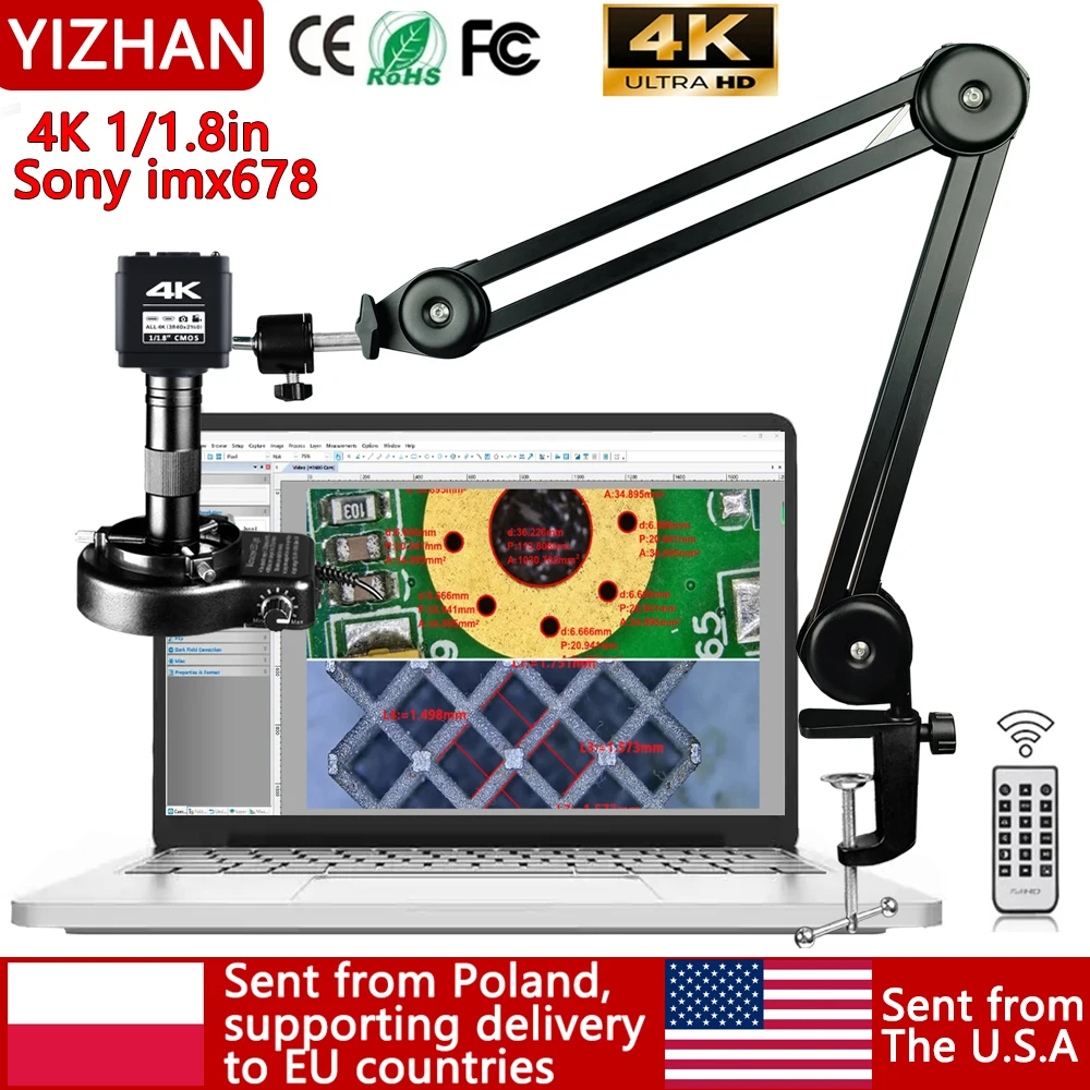 

4K UHD Electronic Digital Microscope For Soldering, imx678 Industrial Microscope With Sturdy Bracket Sent from Poland EU Plug