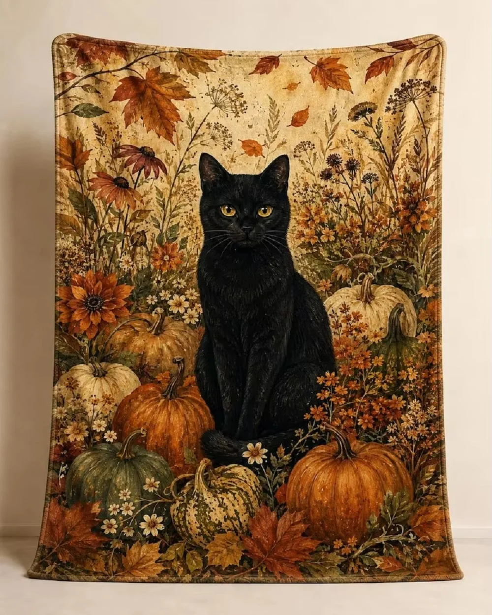 Coperta autunnale con motivi a zucca, coperta calda e accogliente per l’autunno, decorazioni in stile rustico per l’autunno, coperta con motivi di campo di zucca, regalo per il Ringraziamento,
