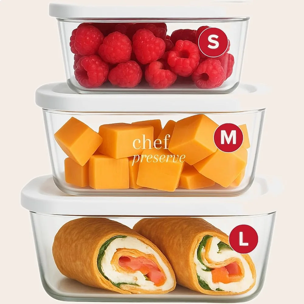 Glass Vacuum Seal Food Storage Containers Set 3 with Handheld Sealer