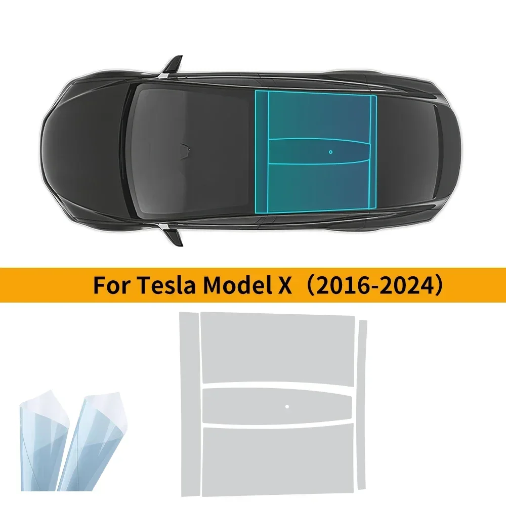 For Tesla Model X 2016 2017 2018 2019 2020 2021 2022 2023 2024 TPU Ice Armor Pre-Cut Sunroof Protection Film Heat Insulation