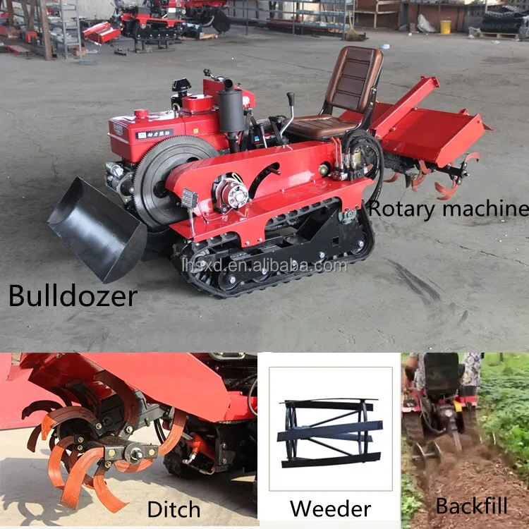 Crawler Farm Mini Tractor Fertilizer Spreader Hine/Mini Tractors In Paddy Fields With Rotary Tiller