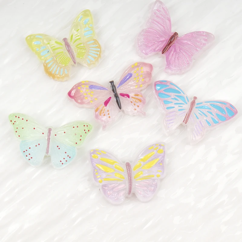 10/100pcs Kawaii Cartoon Transparent Butterfly Flatback Resin Cabochon Fit Phone Decor DIY Scrapbook handmade Accessory