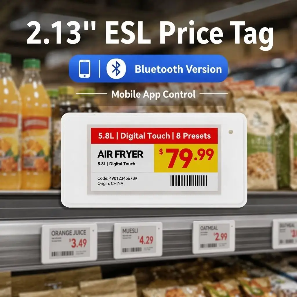 2.13inch E Ink Electronic Shelf Label Bluetooth 2.4GHZ ESL Price Tag Esl Price Tags E-ink Digital Price Tag for Retail Shops