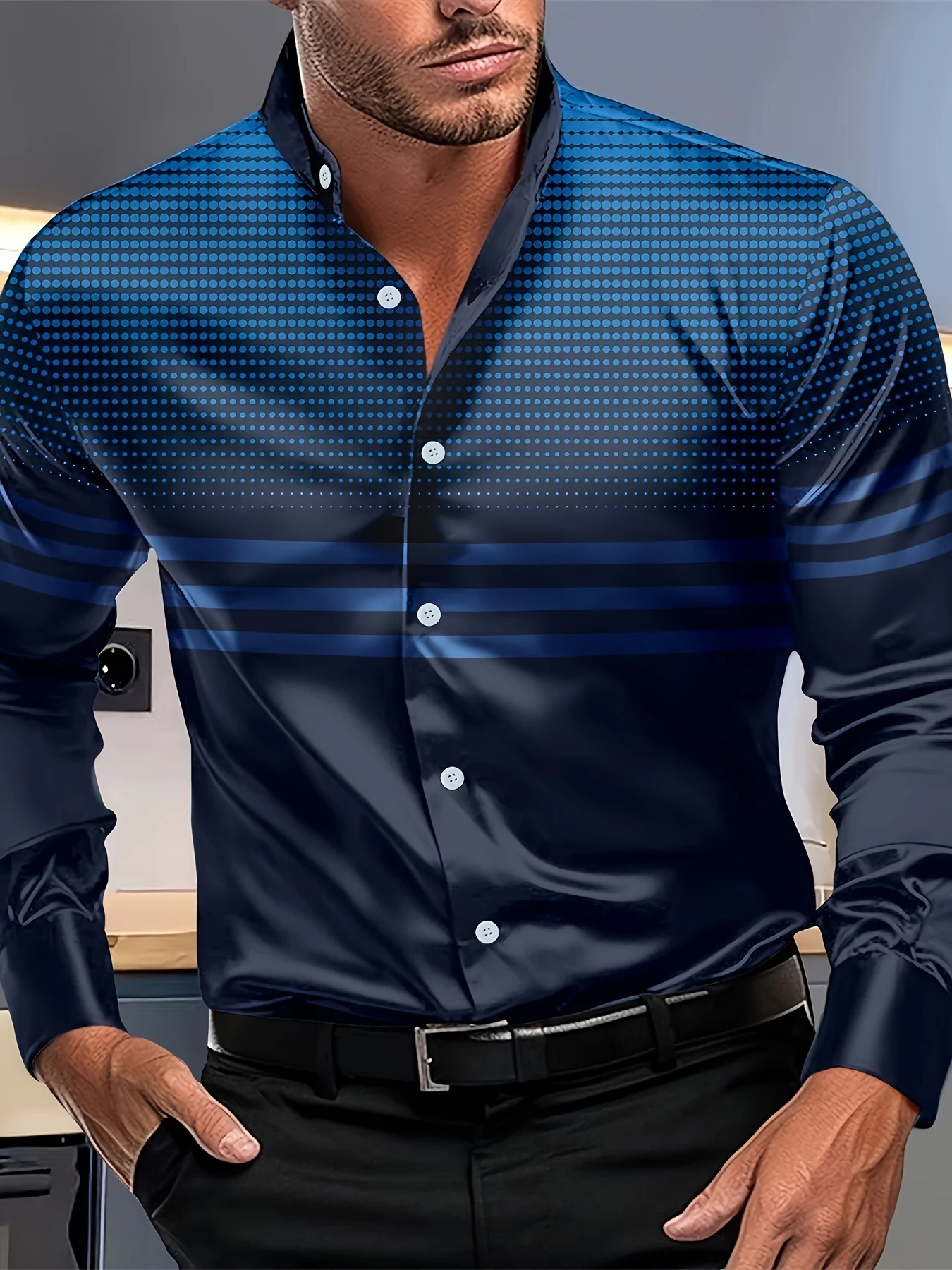 Abstract Lapel Men's Shirt Outdoor Street Long Sleeve Button Clothing Comfortable Soft Fashion Designer Design Casual Breathable