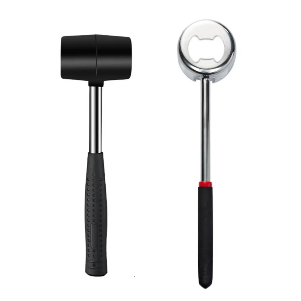 

1Set with Corkscrew Coconut Puncher Wood/Rubber Handle Stainless Steel Coconut Breaker Professional Coconut Shell Hammer