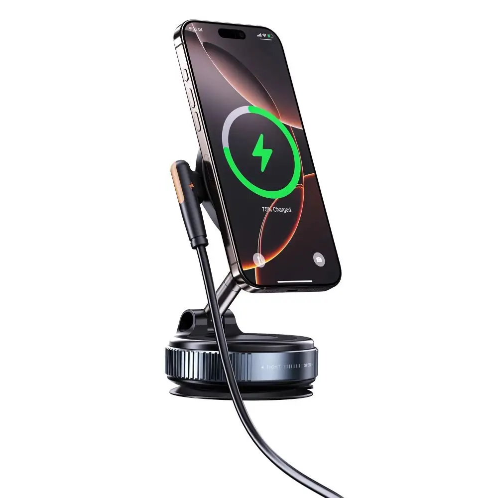 

Portabel Wireless Charging Magnetic Phone Holder Suction Cup Vacuum Phone Bracket Foldable Rotation Car Navigation Stand