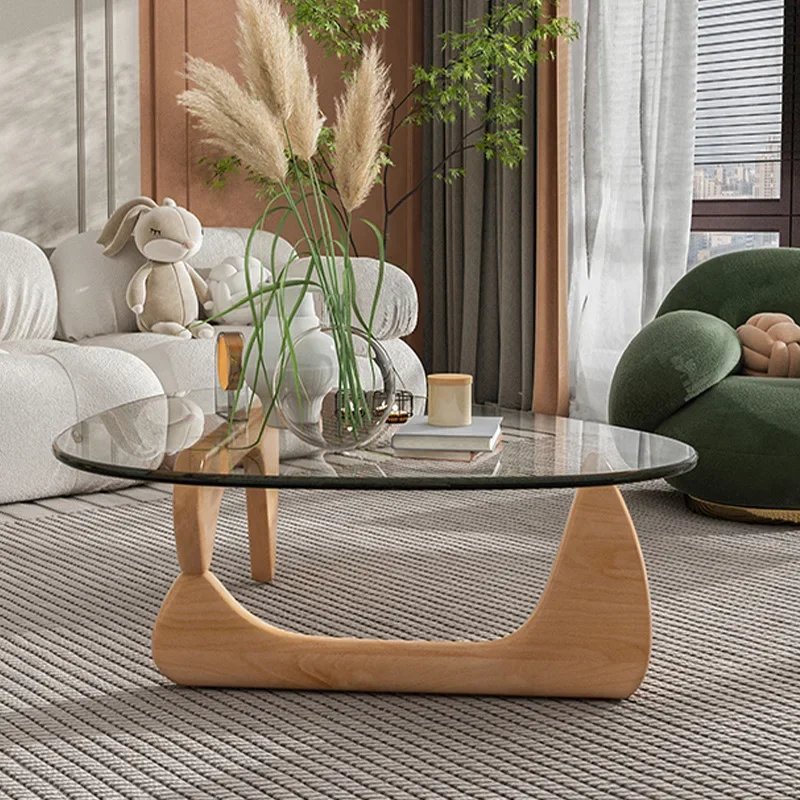 Mesa de centro italiana minimalista, triangular de vidrio templado, medieval, minimalista moderno, mesa de centro retro