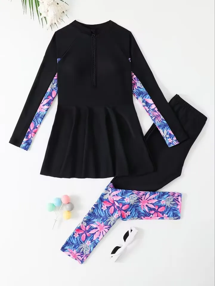 

2025 Girls Swimsuit Kids Swimwear Female Long Sleeve Beach Dress & Pants Children's Bathers Bathing Swimming Swim Suit Beachwear