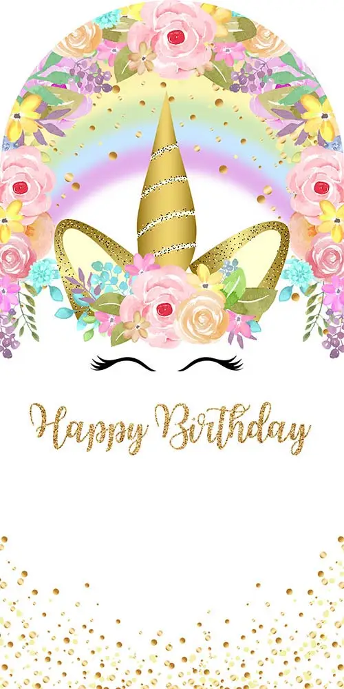 

LS Custom Name 2-Sided Colorful Rainbow Unicorn Birthday Party Baby Shower Covers Chiara Arch Background Decor Backdrop Photo