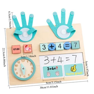 قطعة واحدة، أداة تعلم الرياضيات في مرحلة الطفولة المبكرة، لوحة تعليمية بحجم راحة اليد لضضافة وطرح الأصابع، لعبة تعليمية، ث