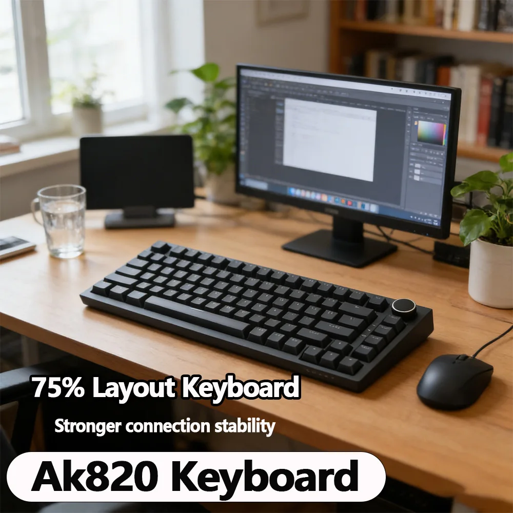 

Ak820 Механическая клавиатура Проводная USB 75% Прокладка белого света Полная клавиша с горячей заменой Киберспортивная игровая клавиатура на заказ для ПК Ноутбук