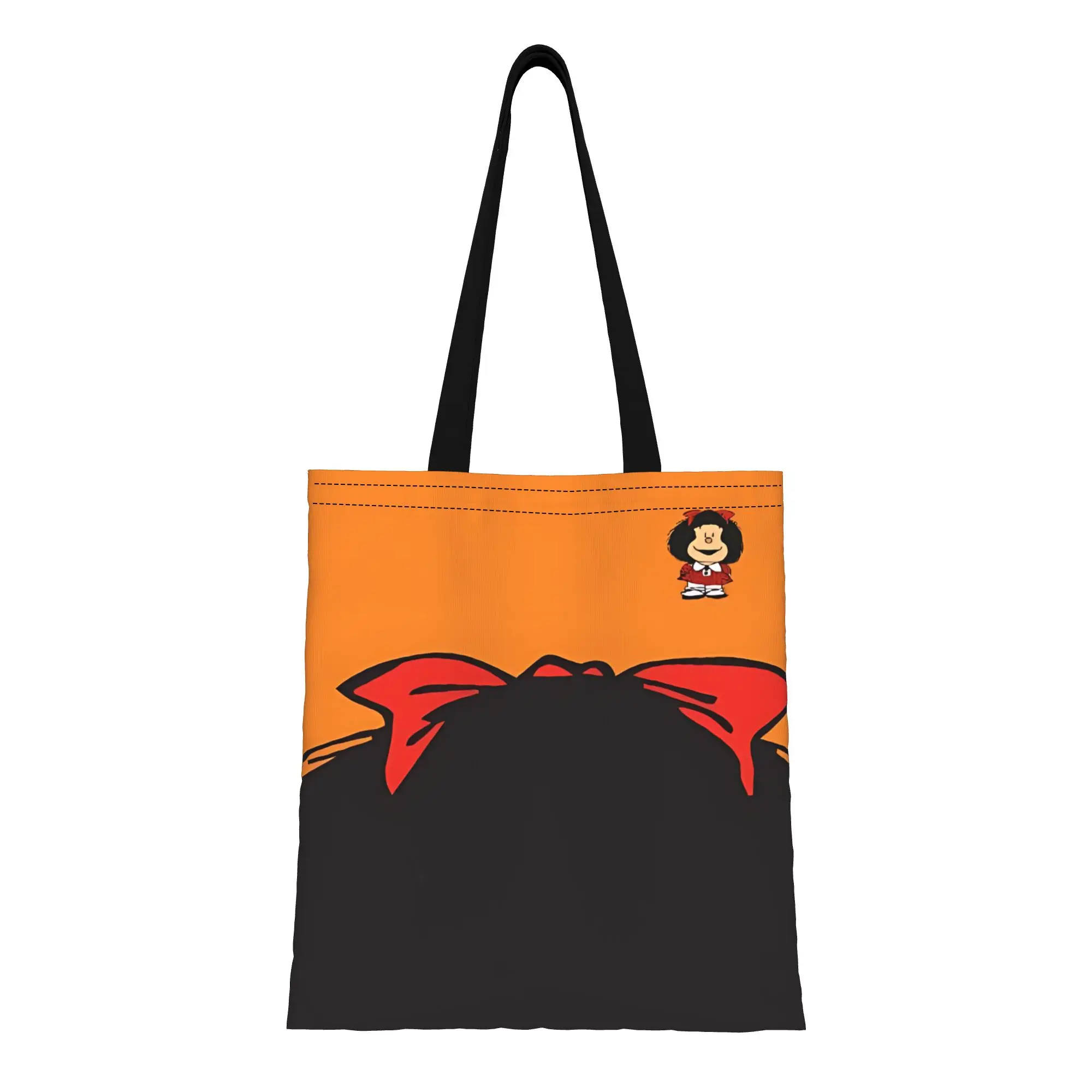 

1PC Large Capacity The Globe in the Living Room M-Mafalda Canvas Tote Bag Foldable Chic Pattern No Closed Design