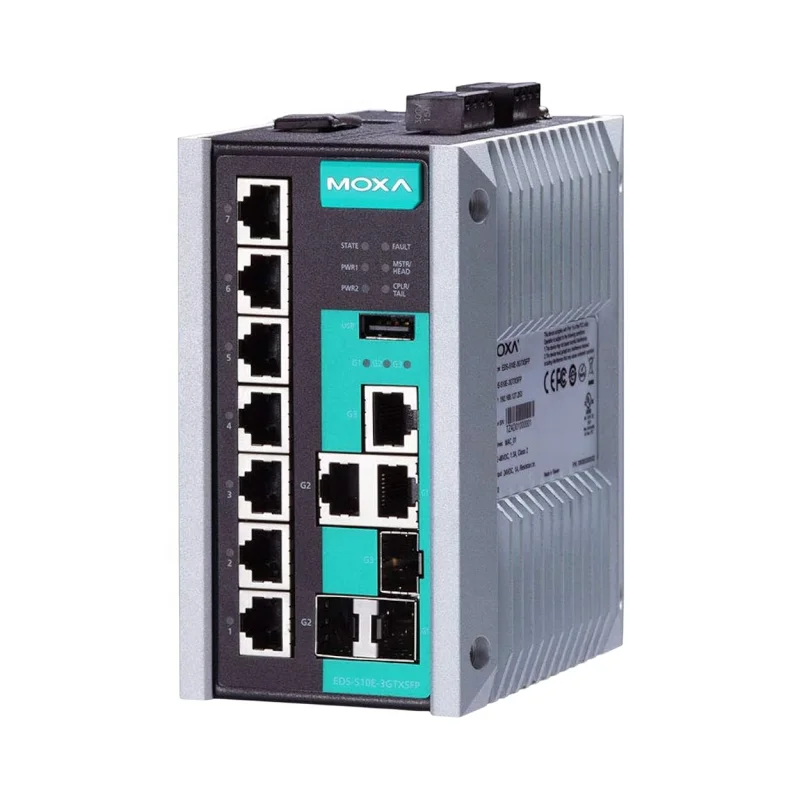 

MOXA EDS-510E-3GTXSFP-T Managed Gigabit Ethernet switch with 7 10/100BaseT(X) ports