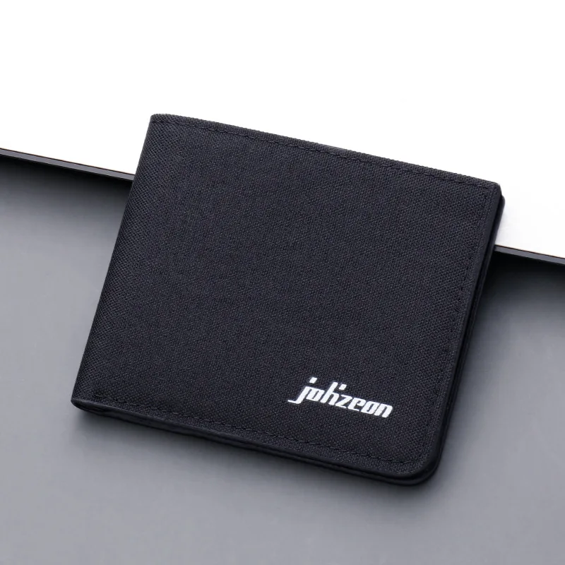 

Men's Ultra-Thin Denim Canvas Wallet - Compact Horizontal Multi-Slot Card Organizer, Slim Front Pocket Cash Holder