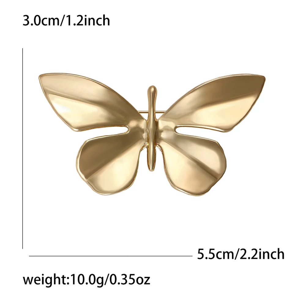 Extremely Simple Glossy Butterfly Brooches Gold Silver Metal Smooth Butterfly Brooch Exquisite Coat Suit Decoration Accessory