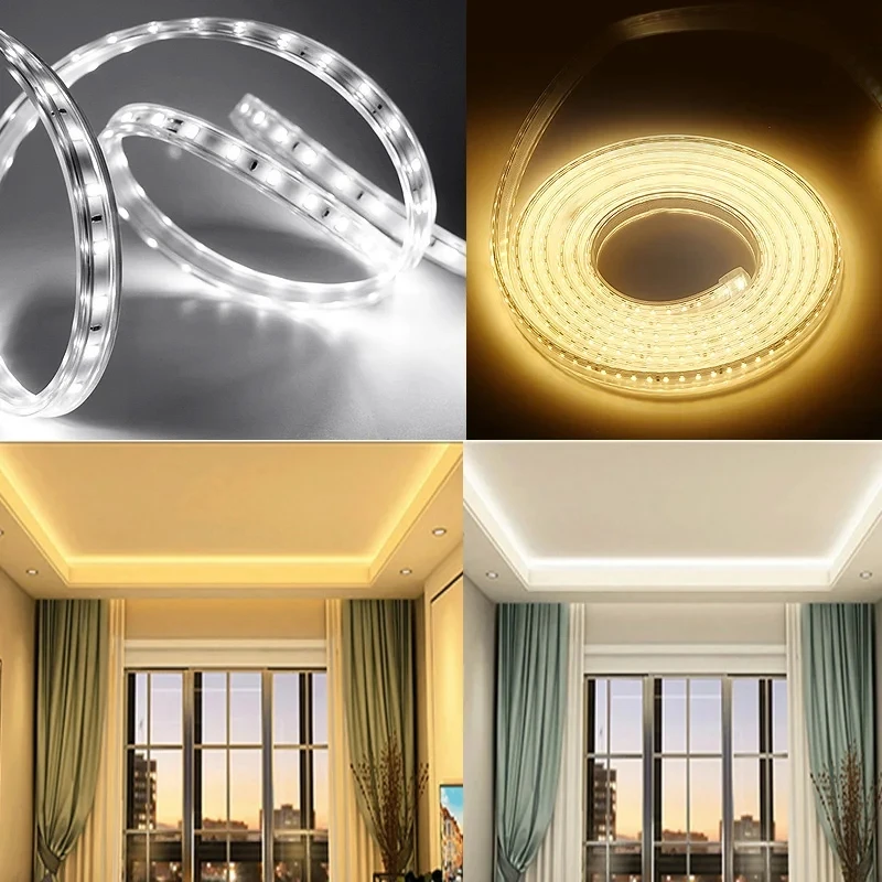 Imagem -06 - Impermeável Led Strip Light com Plugue de Alimentação ue Lâmpada Flexível ao ar Livre Branco Smd 5050 60leds por m 1m 2m 5m 10m 20m