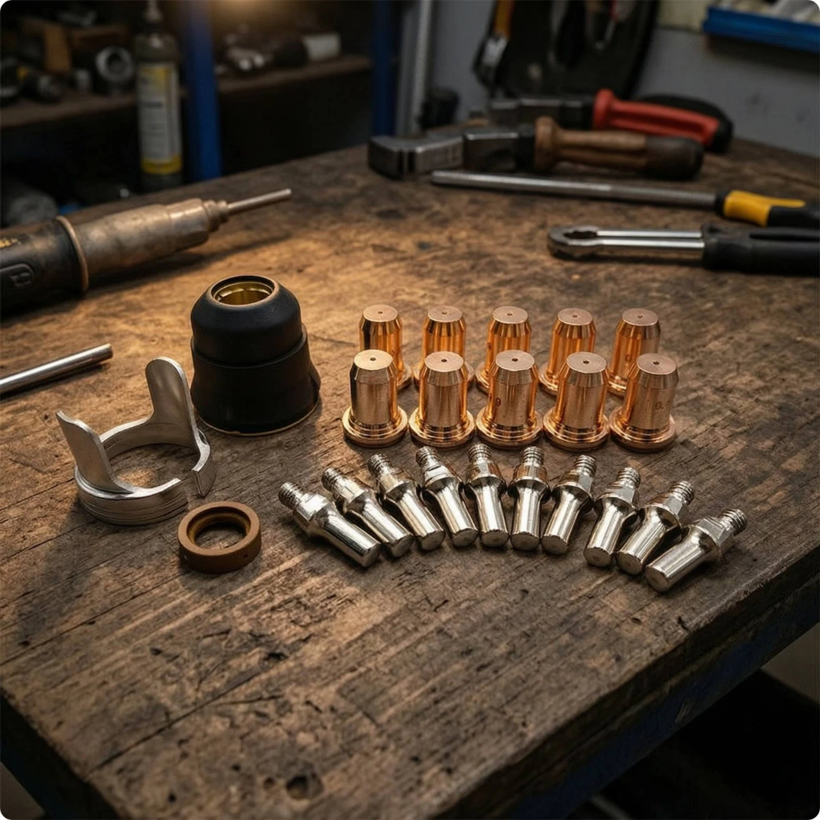 23 Pieces PT60 Consumables with Nozzles Precision Arc Cutter Consumables with Protective Cover Cap Electrode Set Reliable