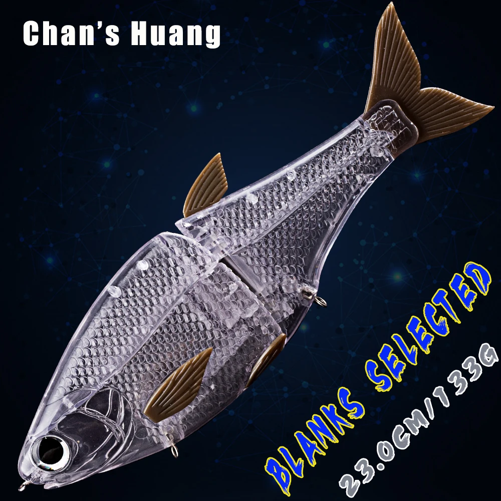 Chan's Huang 1Pcs  Customized Unpainted Glide Swimbait Blanks Swivel Rings Soft Tail/Fins Hard Body Slow Sink DIY Baits