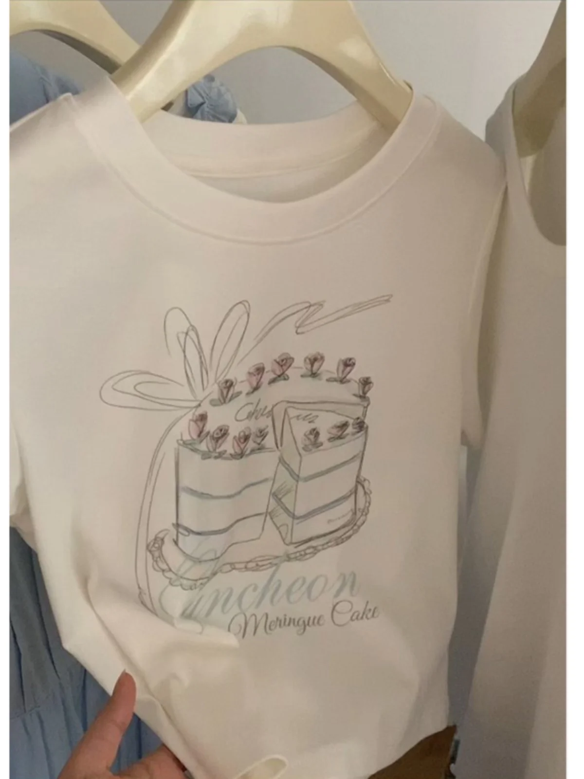 

Korean Sle Loose Fit ort Sve T-irt Women's Summer New Sle Cake Print Slimming Top Trendy Casual round Ne ort L...