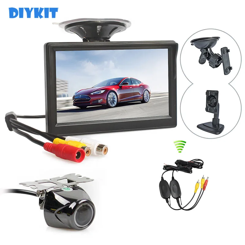 

Беспроводной 5-дюймовый TFT ЖК-дисплей DIYKIT, автомобильный монитор с водонепроницаемым ночным видением, Металлическая Автомобильная камера заднего вида