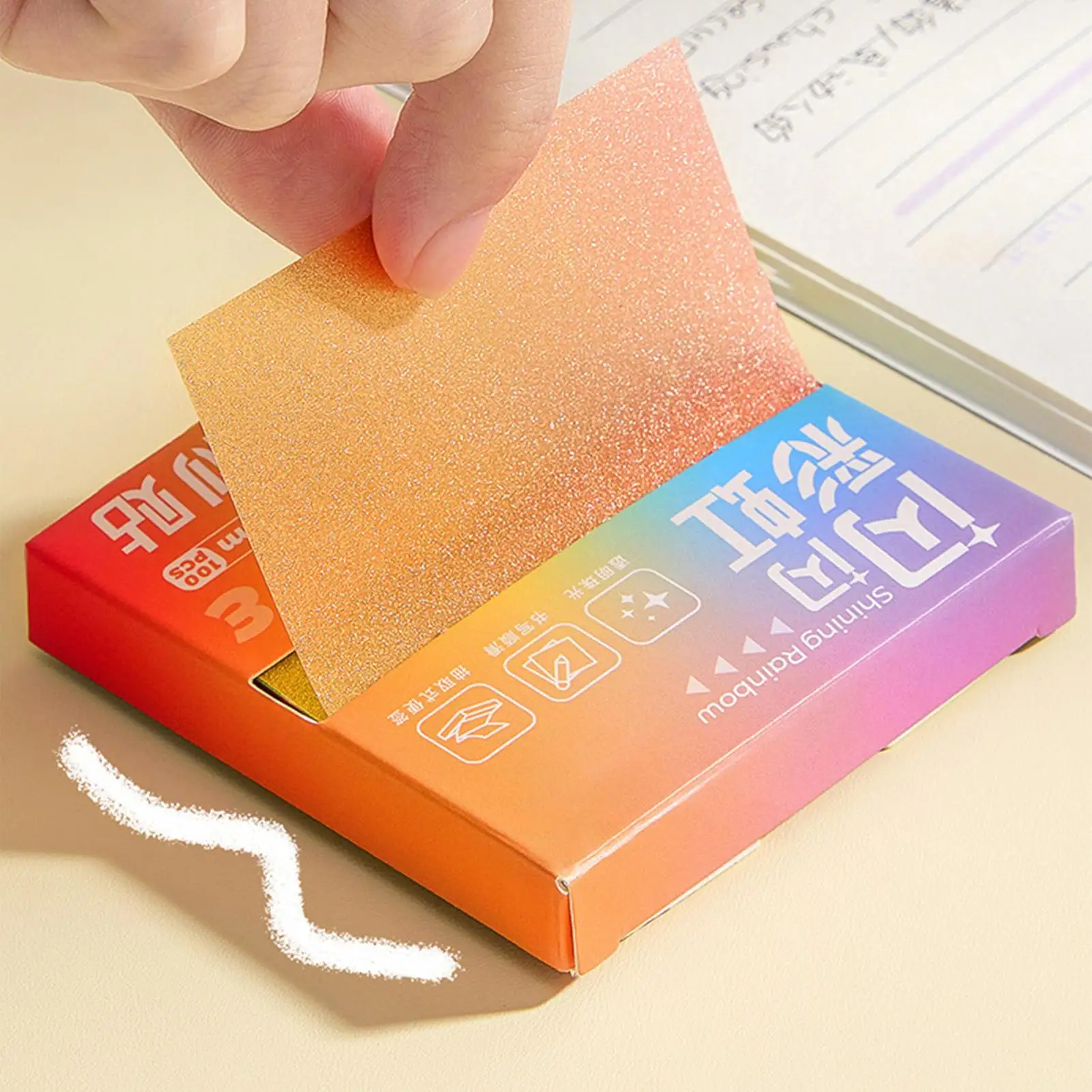 100 Sheets Glitter Sticky Notes Clear Pull Out Translucent Sparkle Sticky Pads Waterproof Quick Dry For Office student Supplies