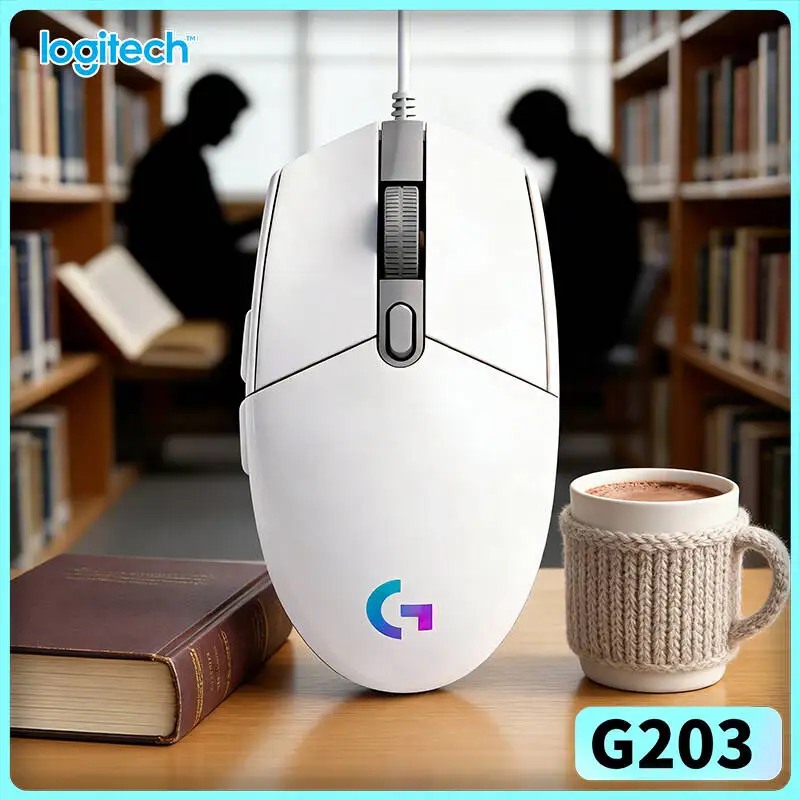 

Игровая проводная мышь Logitech G203, 200-8000 DPI, LIGHTSYNC RGB, 6 кнопок, отклик 1 мс, кабель 2,1 м, 85 г, плавное скольжение
