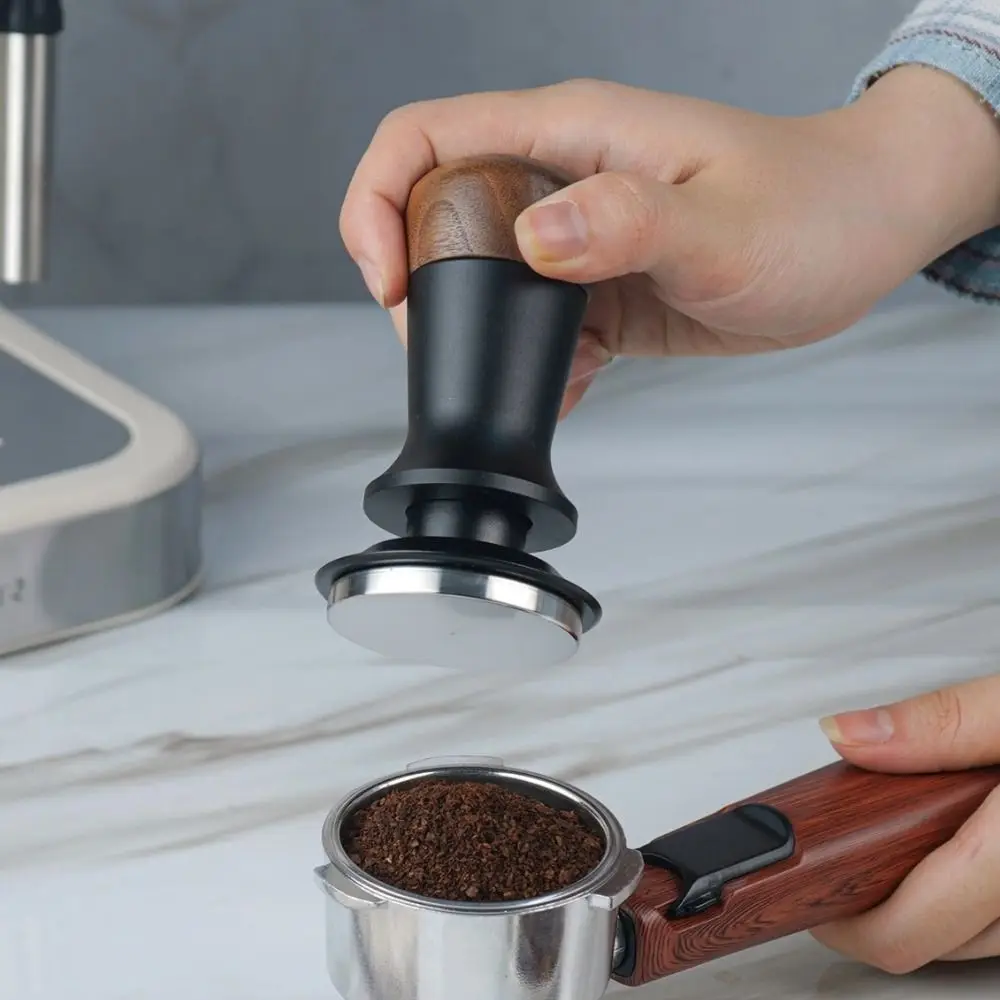 51/53/58MM Coffee Tamper Walnut Wood Constant Pressure Manual Espresso Tamper Stainless Steel Base Coffee Impact Tamper