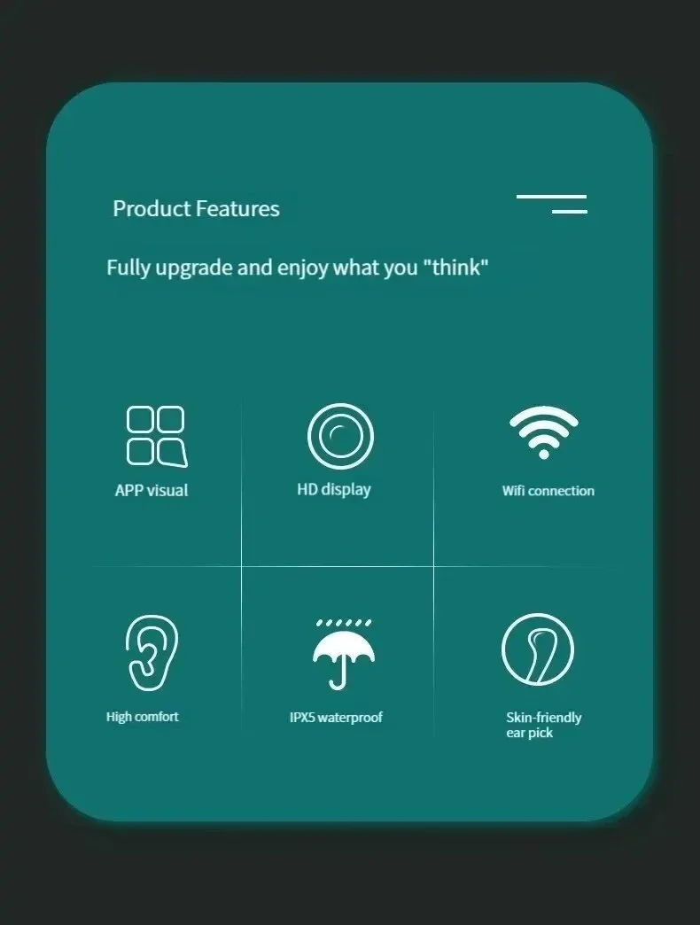TINSOL Smart HD Visueller Ohrenreiniger 1080P Ohrenschmalz-Entferner Otoskop USB-C Wiederaufladbares Endoskop Ohrenschmalz-Reinigungswerkzeug Gesundheitspflegeset – Detail 2