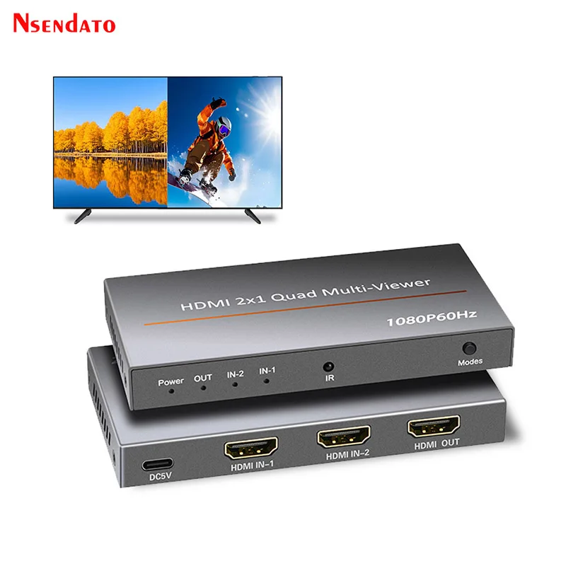 1080P 60Hz HDMI Multi-Viewer Switch 2x1 2 In 1 Out Picture in Picture PIP Display 2CH HDMI Video Multiplexer Multiviewer For PC