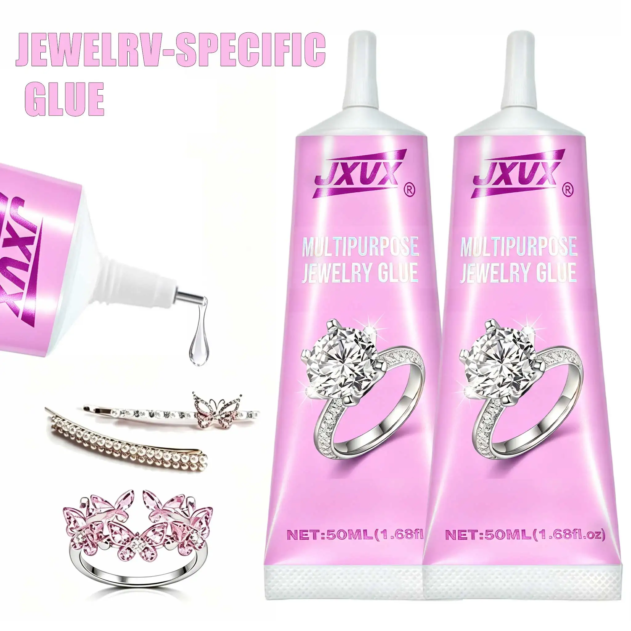 B7000 Clear glue for rhinestones, high-strength glue for jewels, beads, and precious stones with a precision nozzle, fast-setting glue for jewelry making, fabrics, do-it-yourself or DIY projects, and nail art.