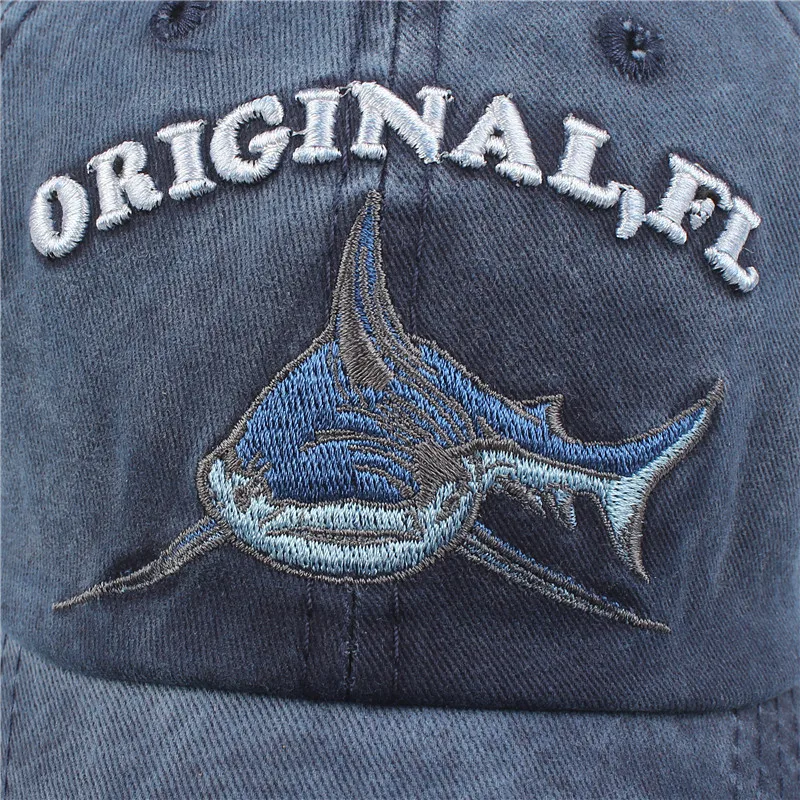 Baseball Cap High Quality Washed Cotton Hats For Men and Women Spring and Summer Casual Embroidered Shark Cap