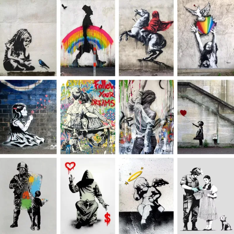 Banksy Street Graffiti Pop Art toile mur Art affiche fantaisie peintures murales impressions photo pour salon Bar décoratif