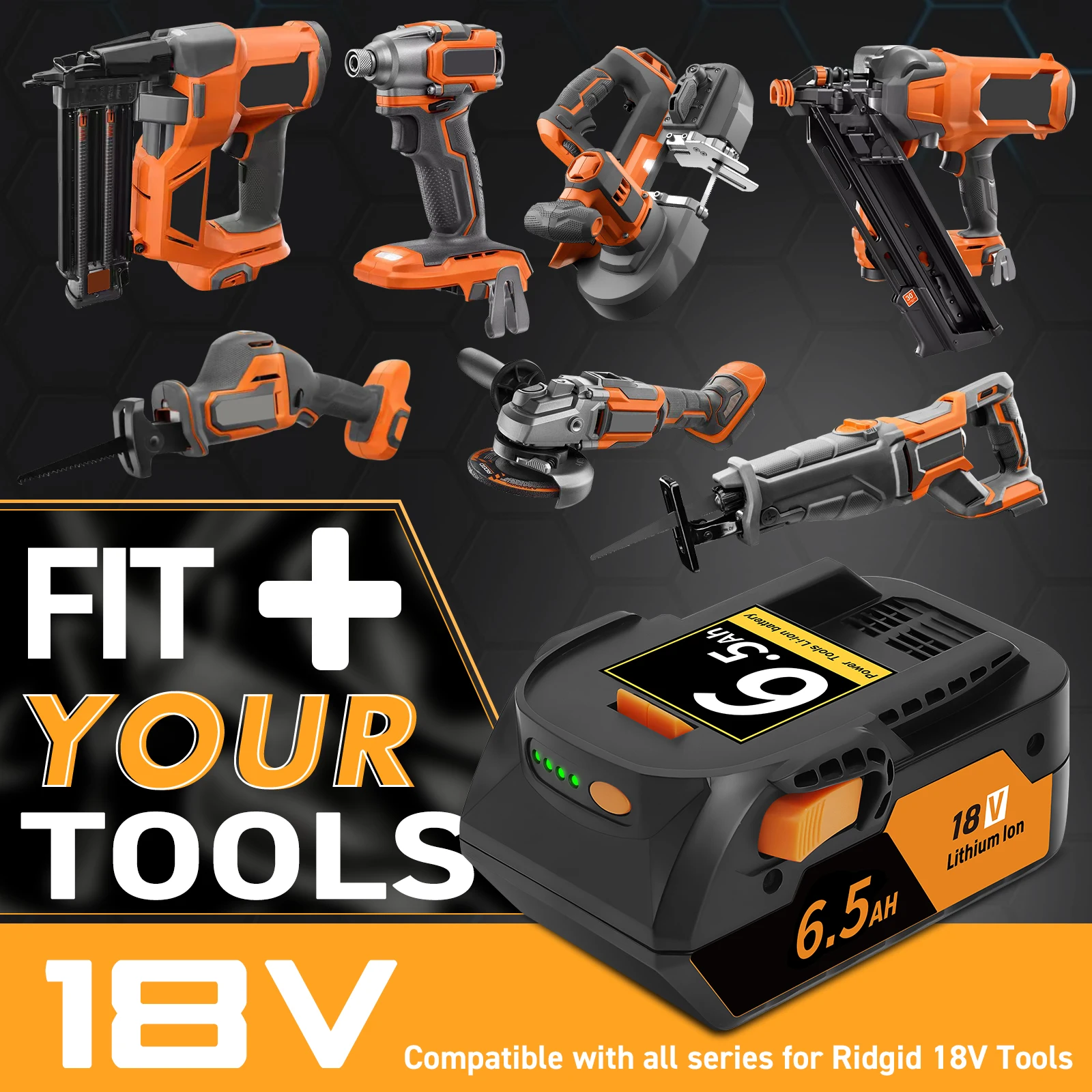 6.5AH ليثيوم أيون 18V لـ RIDGID R 840087   البطارية ر 840083   ر 840085   ر 840086   السعة 6.0/4.0ah سلسلة أدوات الطاقة القابلة لإعادة الشحن سلسلة AEG