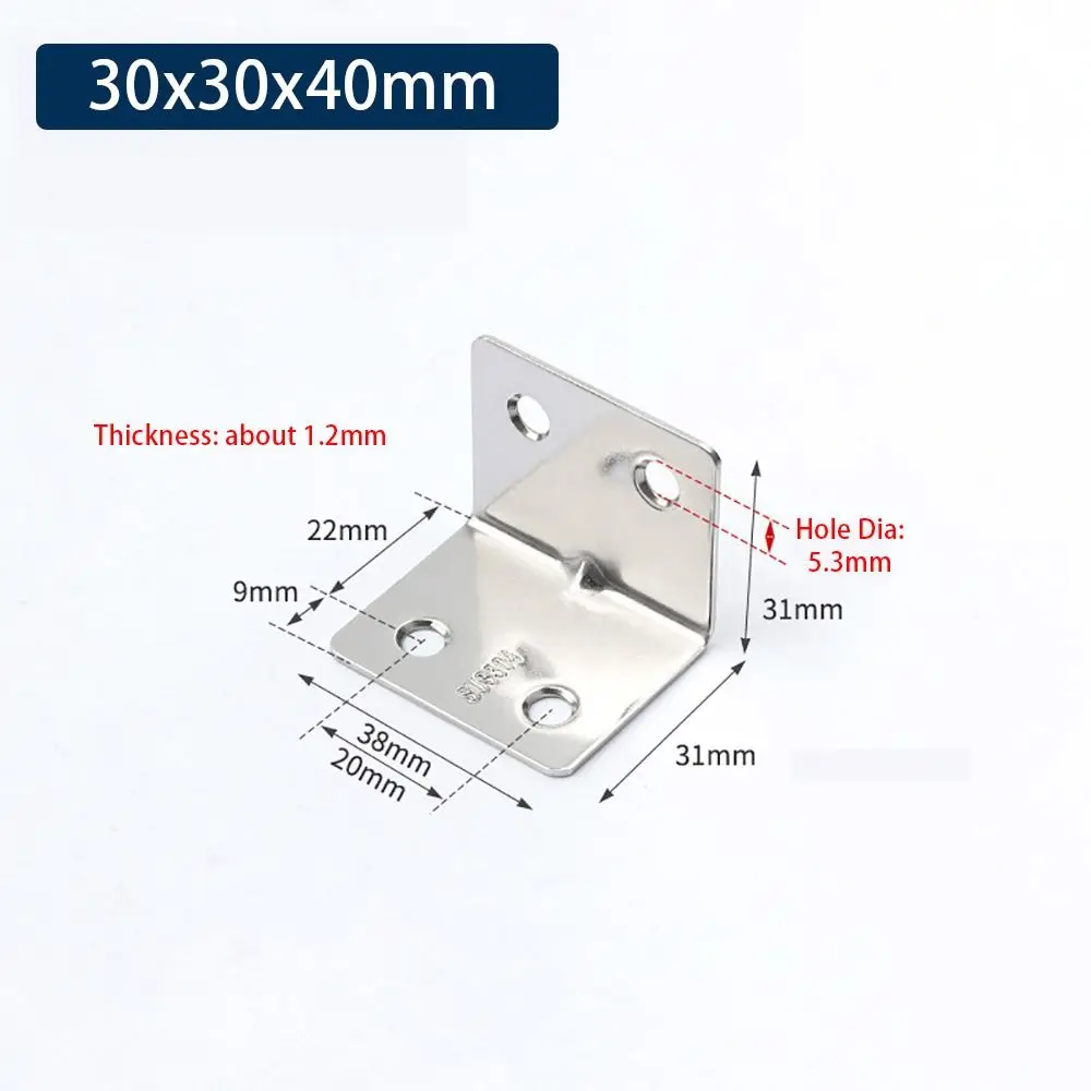 

1Pcs Cabinet Screens Wall Angle Bracket SUS304 Stainless Steel Furniture Fastener Corner Brace Joint 90 Degree Right Angle