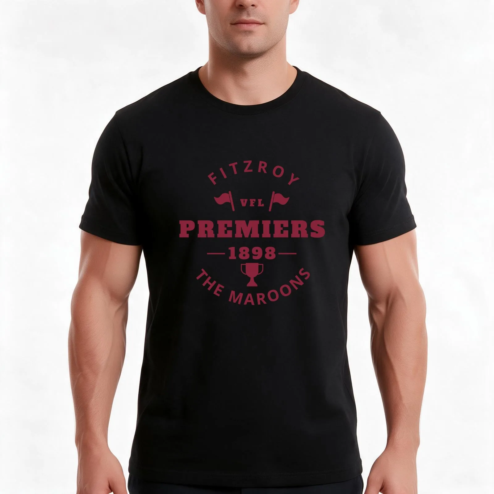 Fitzroy Football Club VFL Premiers 1898 T-Shirt, Summer Casual Cotton Tee, Oversized Streetwear Tops, Vintage Graphic Print