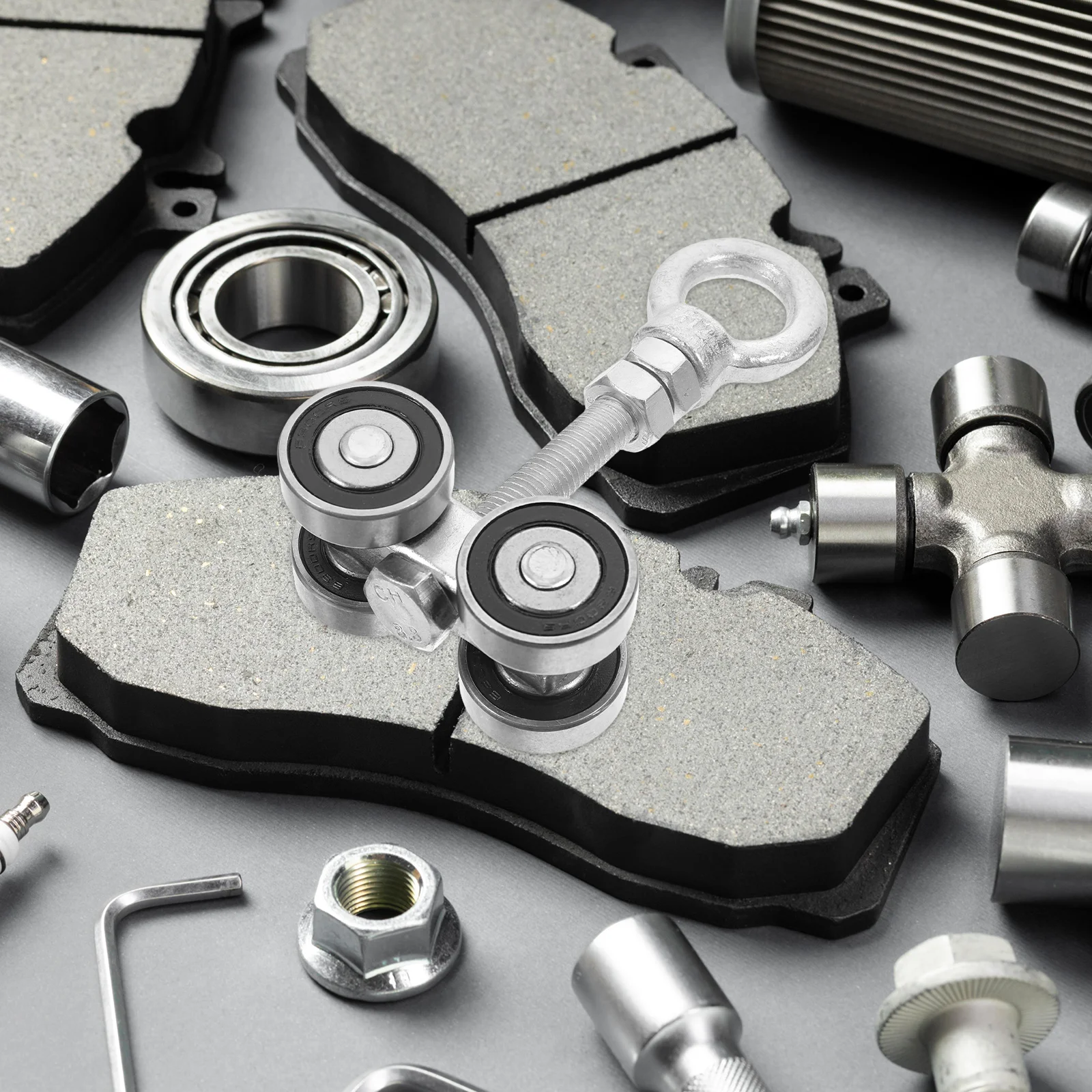 

2Sets Heavy Duty Sliding Track Hardware Folding Door Silent Trolley Four Wheel Roller Assembly Parts Bolt Nuts