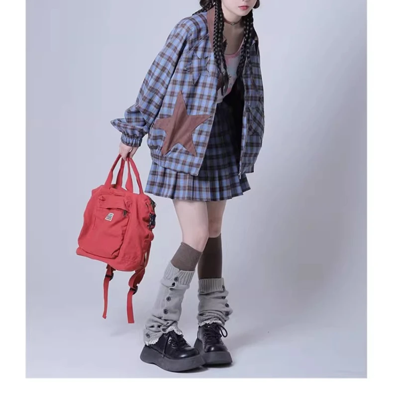 2025 Autumn New Gray Knitted Elastic Calf Women's Socks Retro Design Sweet Versatile Slimming Y2K Subculture Leg Warmers Ladies