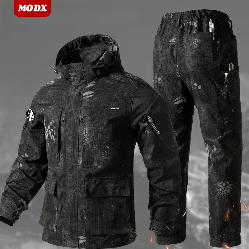 Outdoor Camouflage Suit Set Workwear Spring Autumn Labor Protection Suit Wear-resistant Tear-resistant Breathable Training Gear