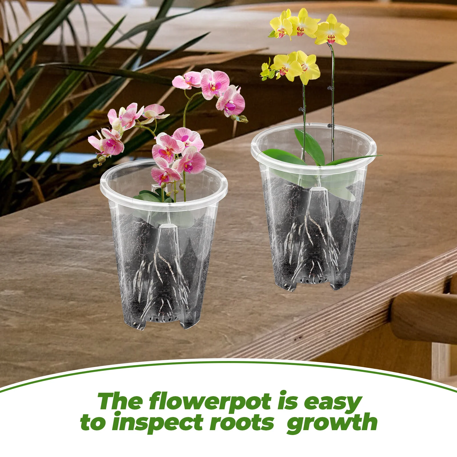 

6pcs Breathable Flower Pot Clear Orchid Pots 12cm Diameter Plastic Planters Nursery Pots for Phalaenopsis with Drainage Holes