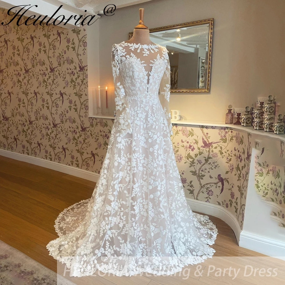 HEULORIA Princess Wedding Dress lace bride dress plus size robe de mariee Lace beading Wedding Gown court train