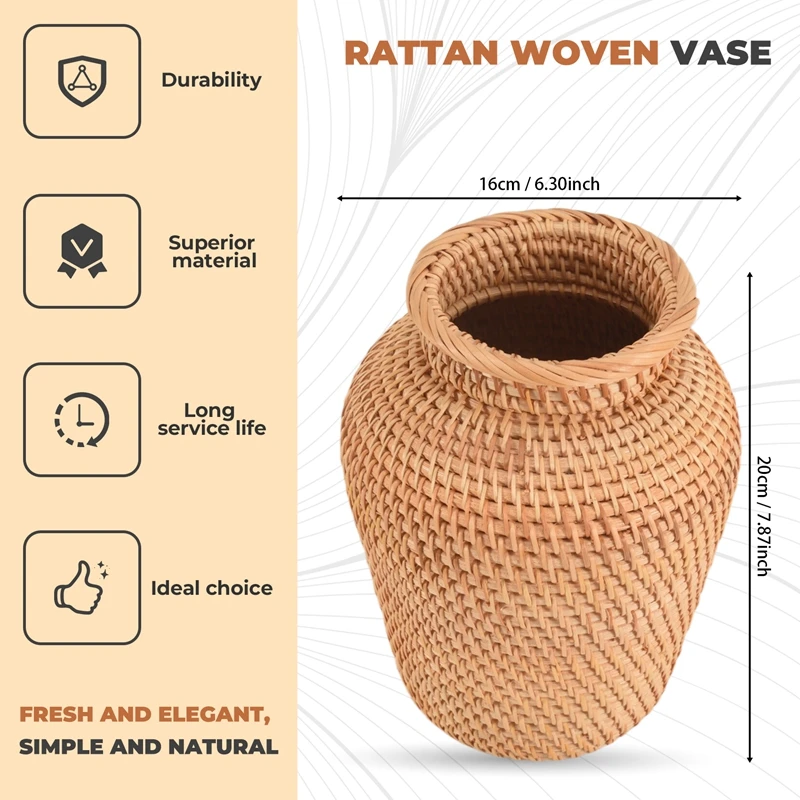 ABPP-Vas Anyaman Rotan Vas Seni Mode Dekorasi Meja Pot Bunga Tanaman Pot Bunga Aneh untuk Dekorasi Rumah