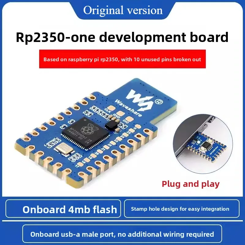 RP2350-One Raspberry Pi Development Board 4MB Flash Type-A USB Port Easy Integration Python Programming
