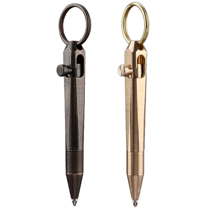 Brasses Gel Inks Pen 0.5mm Writing Gel Inks Pen Business Pen Short Writing Journalings Pocket Size Pen School Office Pen
